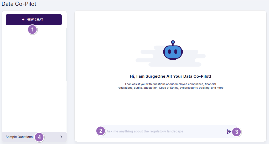 Elements of the Policies and Procedures Data Co-Pilot screen