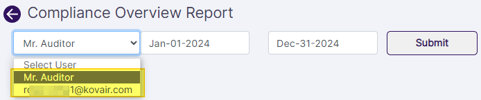 User selection dropdown