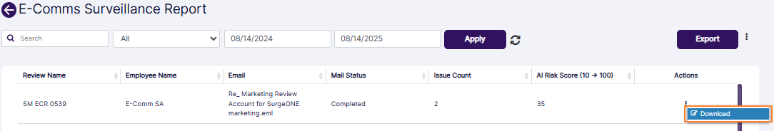 Using the Download menu option