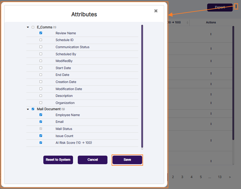 Customizing the grid columns visibility