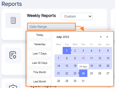 Calendar to set custom date range