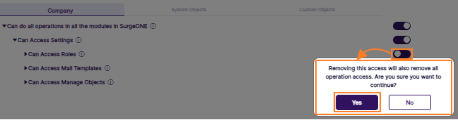 Prompted confirmation window to disable an auto-enabled slider