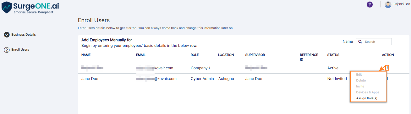 Row context menu options greyed out