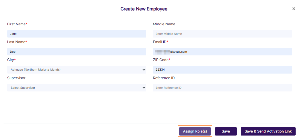 Assign Role(s) button