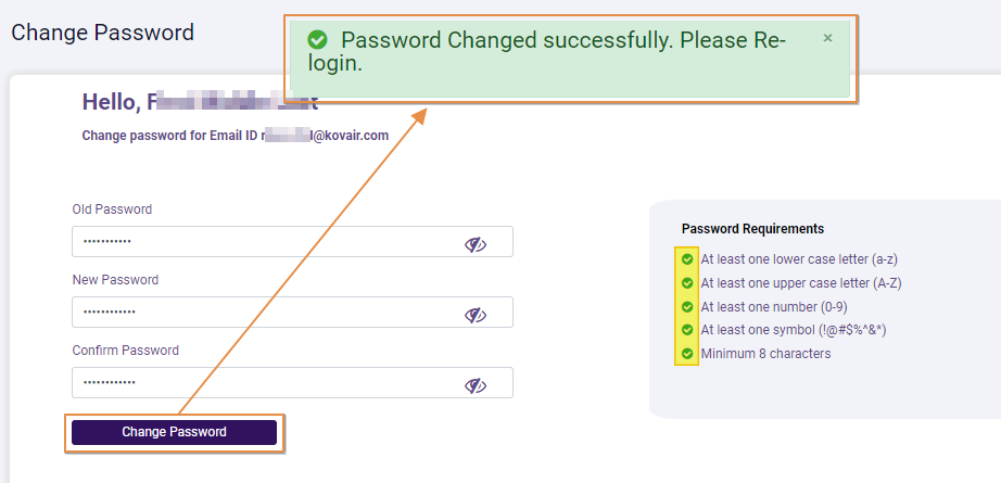 Success notification prompted