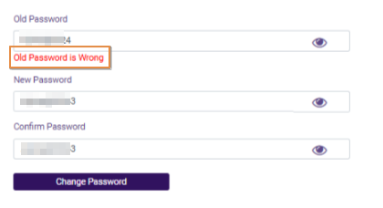 Tooltip when existing password is incorrectly entered