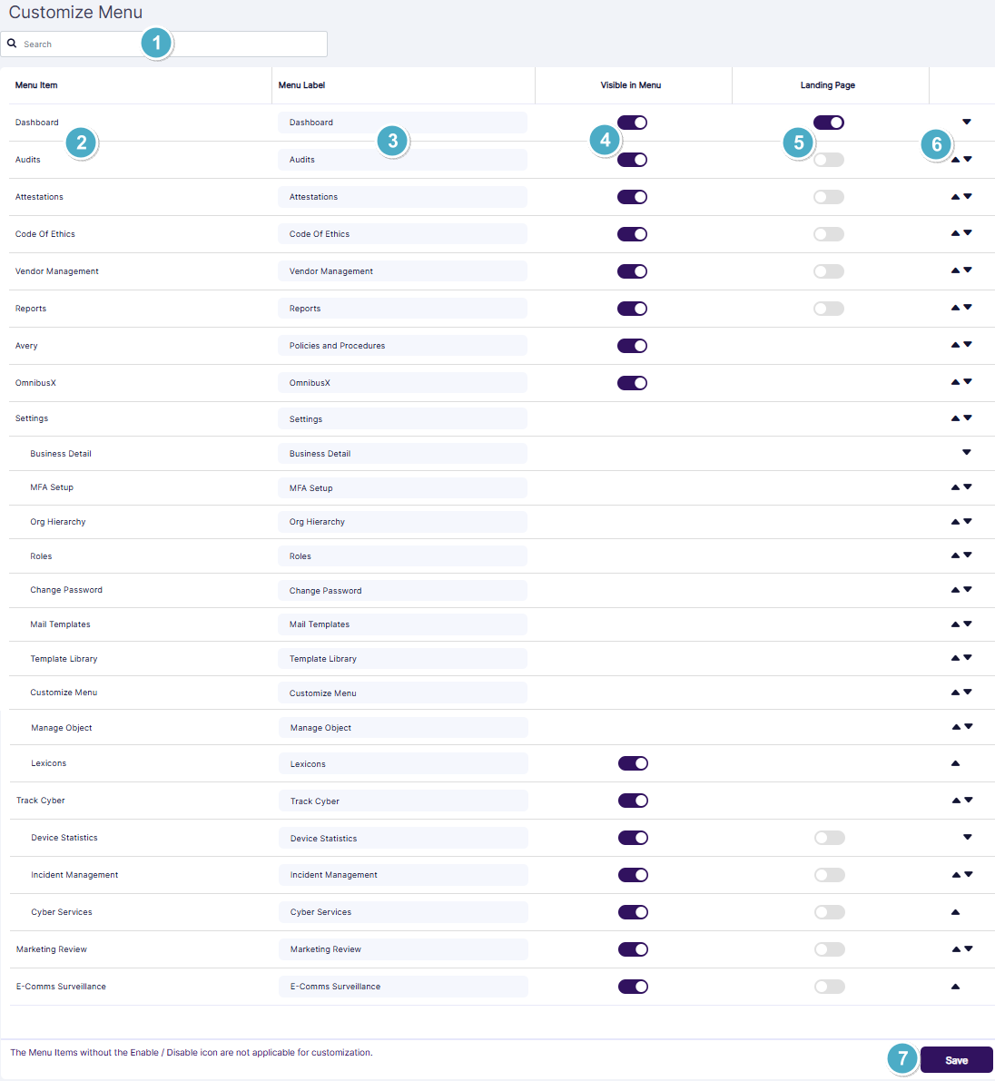 Understanding the Customize Menu page