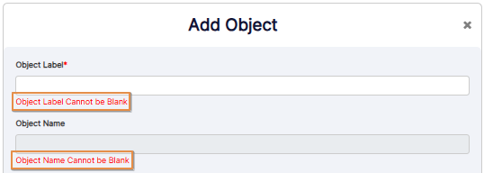 Validation on blank object label