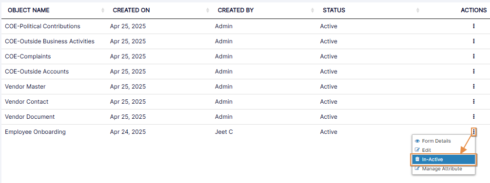 In-Active context menu option