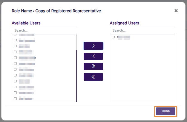 Button to confirm user(s) assignment to the custom role