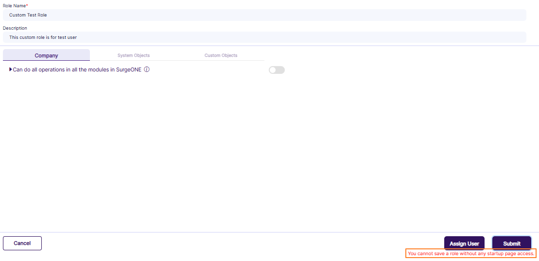 Validation on granted permissions while creating a custom role