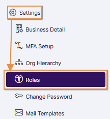 Roles sub-menu option under the Settings menu option