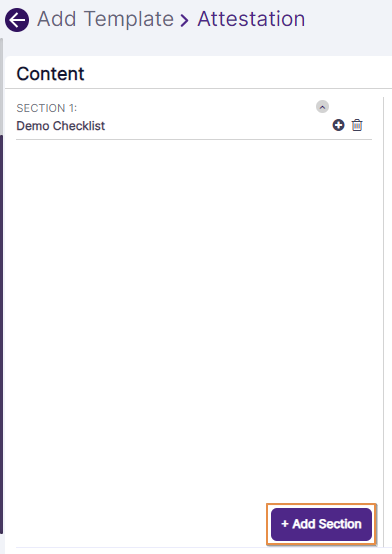 + Add Section button