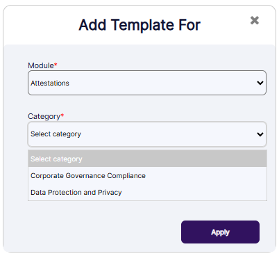 Loaded categories when Attestation module is selected
