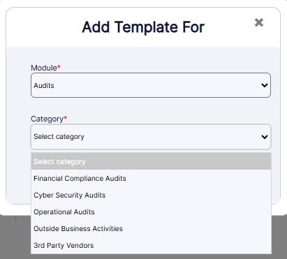 Loaded categories when Audit module is selected