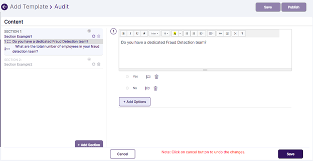 Imported section and its questions view