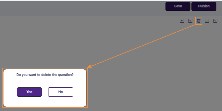 Confirmation modal prompt prior to question deletion