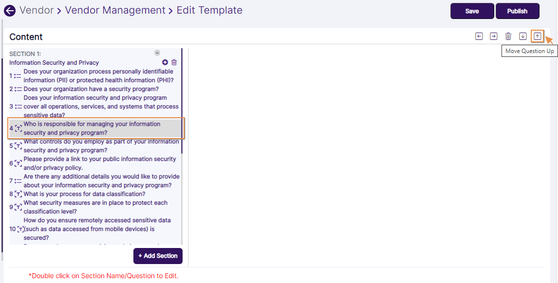 Changing question order