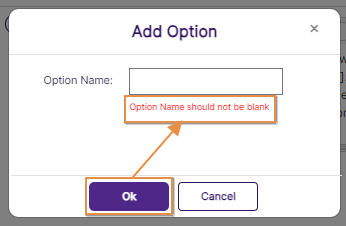Tooltip prompted when option name is not specified while creating it