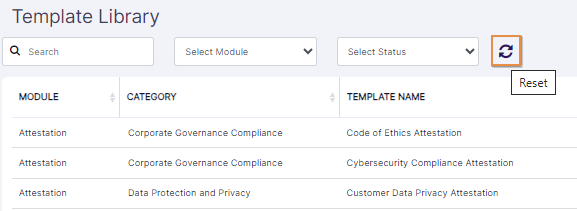 Option to reset any filters set