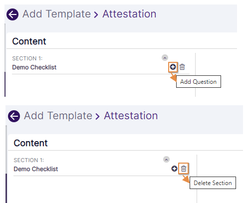 Add Question and Delete Section tooltips on mouse hover over respective icons