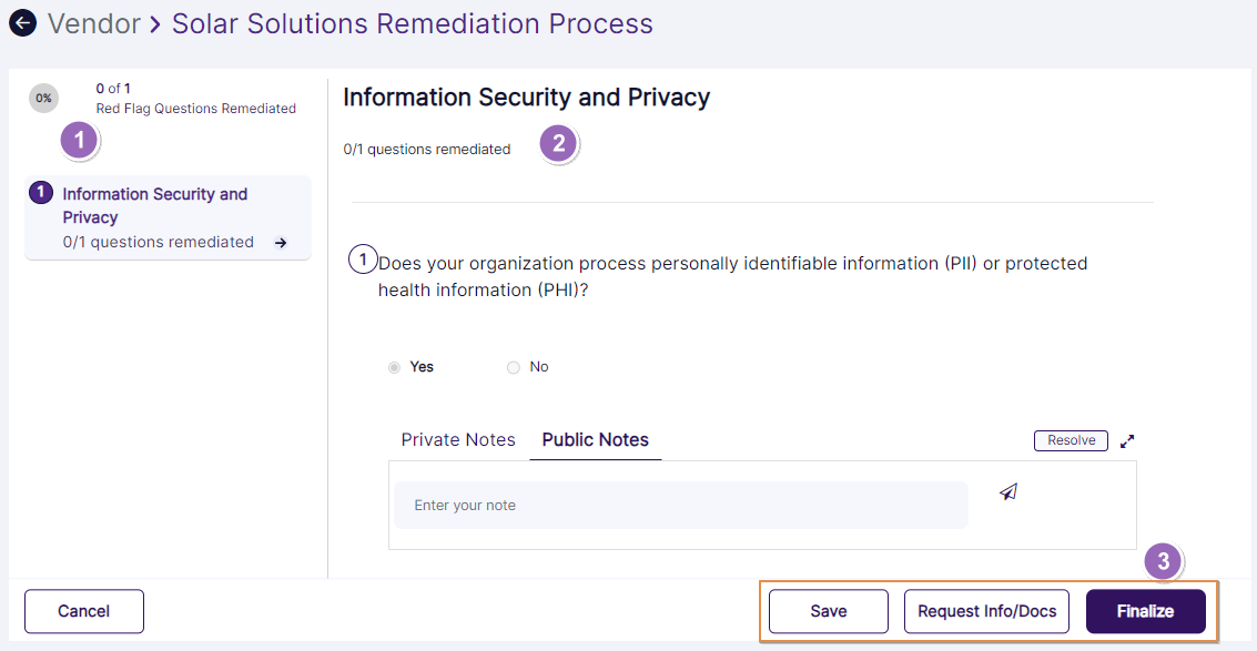Elements of the questions view
