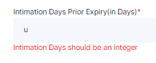 Days integer validation when normal or special character is entered