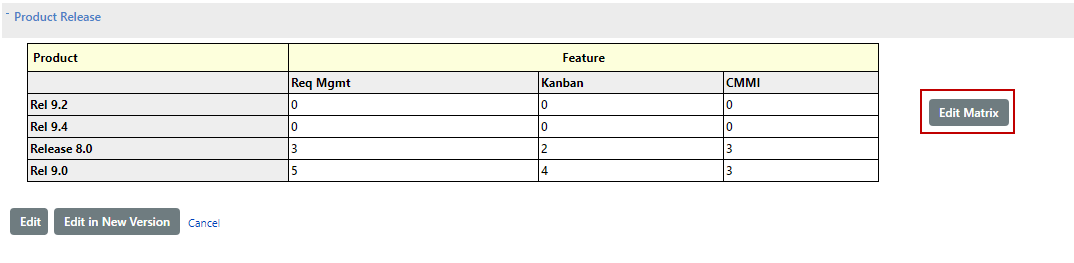 Adding or Editing Matrix Level Field Values in Rows and Columns