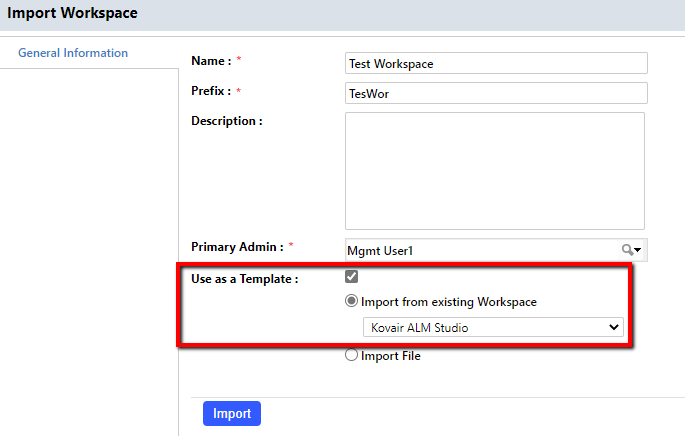 Configured Workspace to Convert as Template 