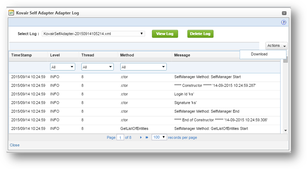 Easy availability of Logs